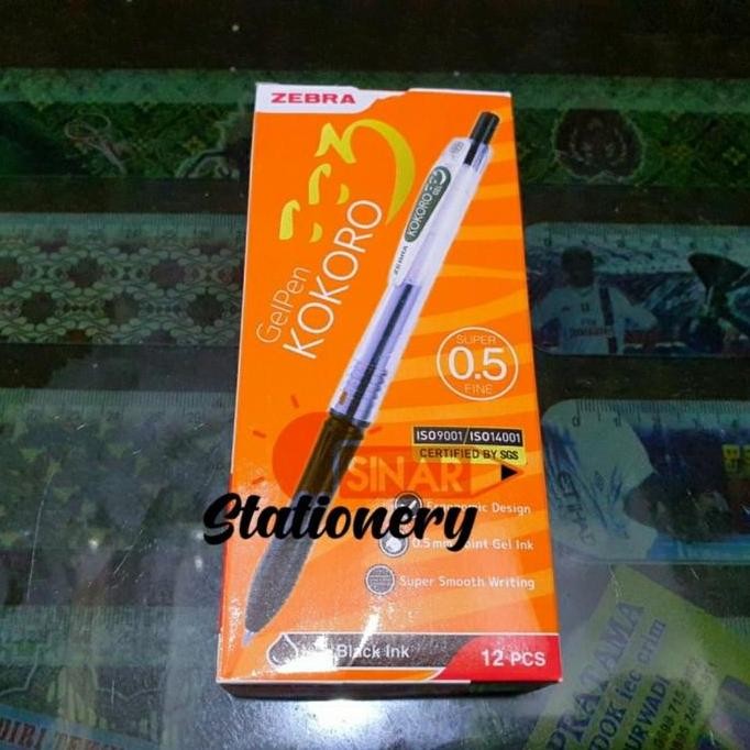 

Pulpen Kokoro Zebra Hitam 0.5 1Pak Isi 12Pc New Stok
