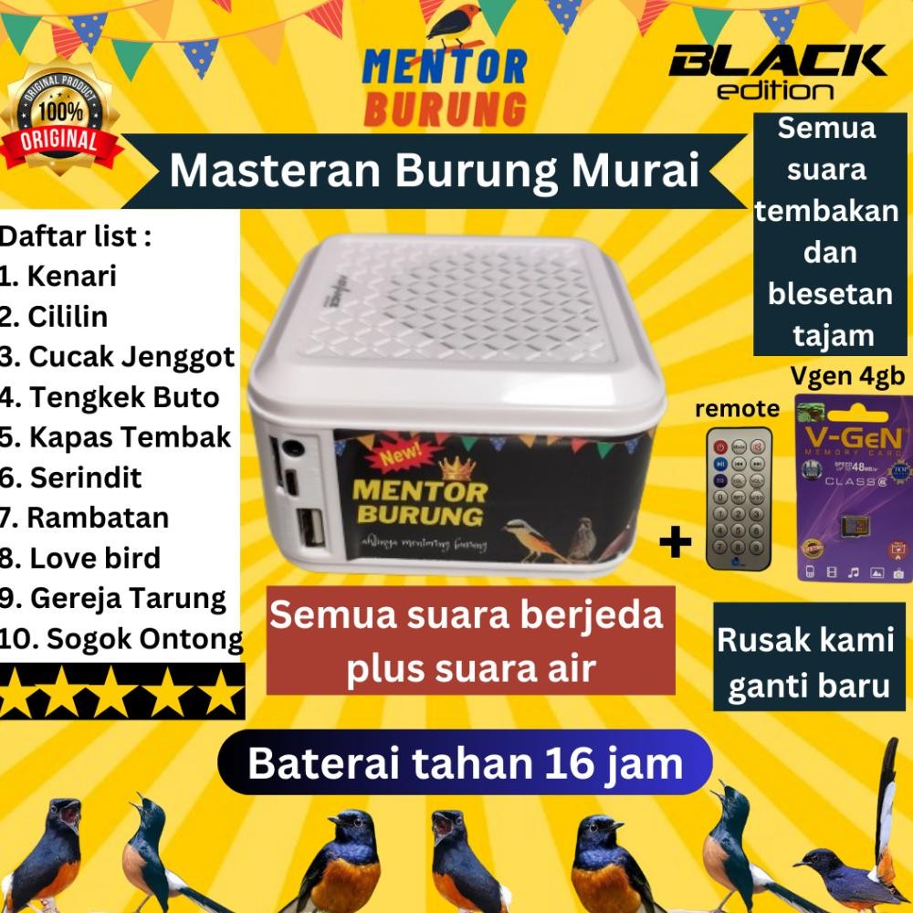 Speaker Masteran mp3 Khusus Burung Murai Suara Jernih Berjeda Plus Air Burung Kicau Batu Air Hutan D
