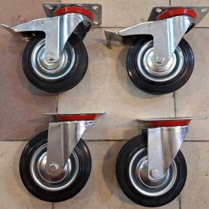 Roda Troli Karet 6 inch 1 set (2Rem+2Hidup)