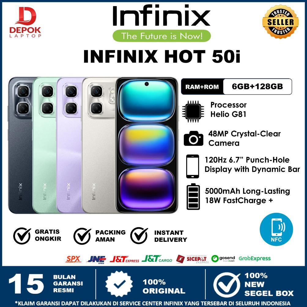 Infinix Hot 50i NFC 6+6GB/128GB 120Hz 5000mAh New Garansi Resmi DiM
