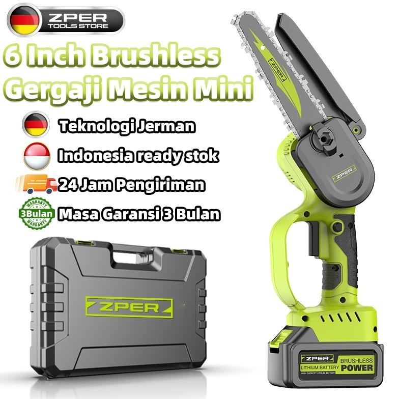 6 Inch Brushless Gergaji Mesin Mini Pemotong Kayu Chainsaw Mini Cordless Mesin Gergaji Listrik