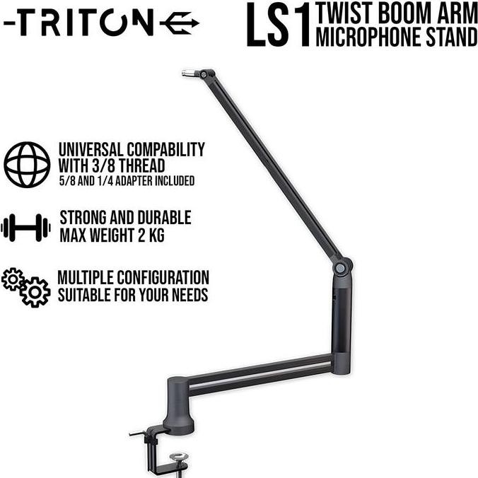 TRITON LS1 Boom Arm Low Profile Mic Stand Twist Bracket Meja Mic