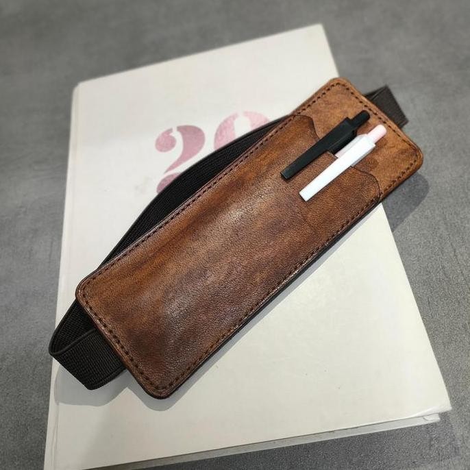 

Pen Holder Belt Leather Sleeve Case Pencil Pouch Tempat Pensil Atau Bolpen Kulit Asli Traveler Notebook A5 | Rasa Leather Ph007-02 (For 2 Pen)