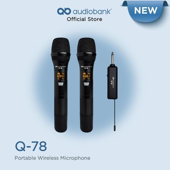 Audiobank Q78 Mic Wireless Portable Microphone Suara Jernih Karaoke