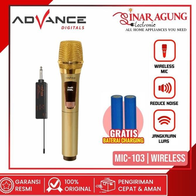 ADVANCE MIC-103 Microphone Profesional Wireless Original Garansi Resmi Mic Karaoke Portable