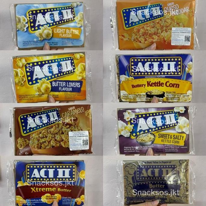 

POPCORN ACT II BUTTER LOVERS/ BUTTERY KETTLE CORN / LIGHT BUTTER / SWEET & SALTY / XTREME BUTTER / CHEEDAR CHEESE / CARAMEL / BUTTER ORIGINAL- ACT 2 USA