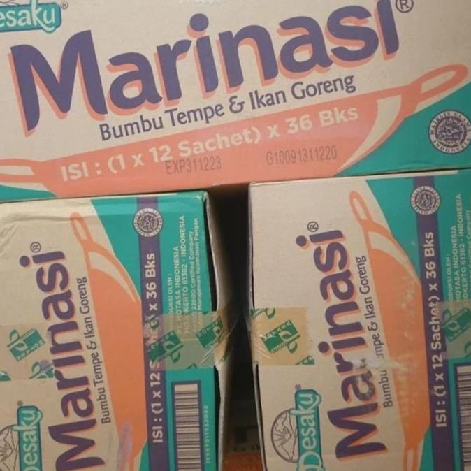 

Desaku Bumbu Marinasi Tempe Ikan Goreng 1 dus isi 36 bks per 1 renceng 15 gr x 12 sachet dos karton TX