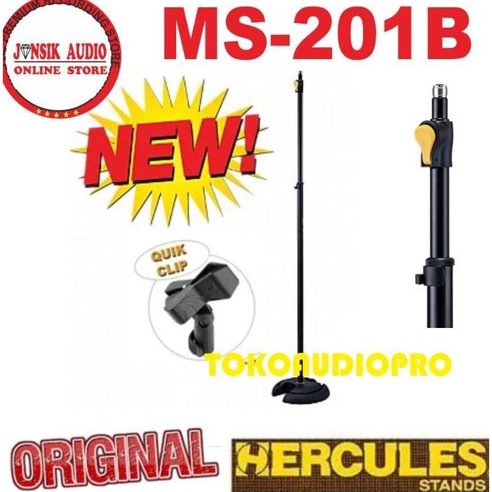 Hercules MS201B PLUS Microphone Stand Round Base Straight Mic Stand