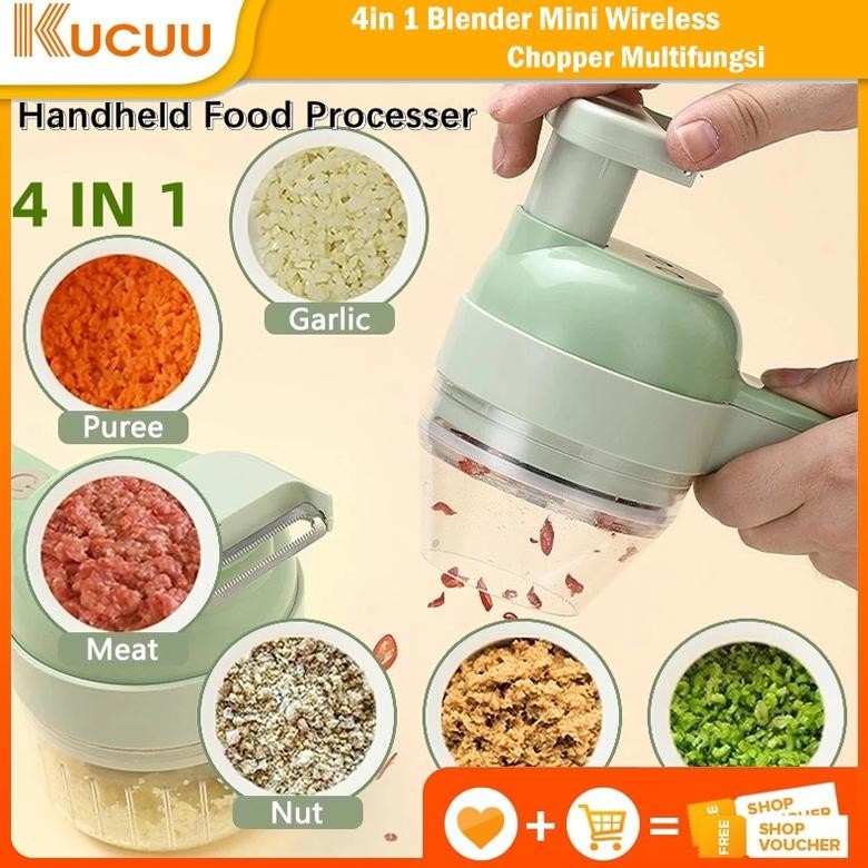 Food Chopper  4 in 1 Alat Pemotong Sayuran Elektrik Pemotong Kentang Pemotong Bawang Mini