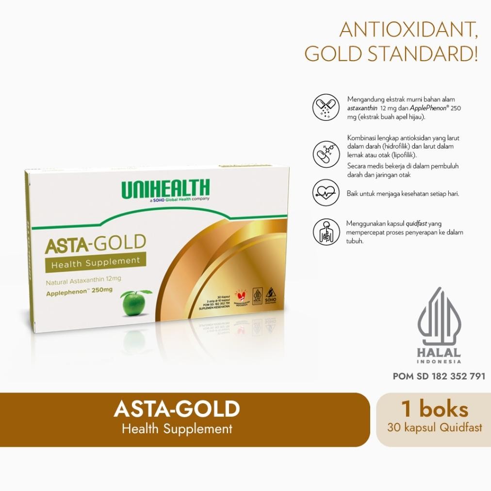 Unihealth Multivitamin Mineral Asta Gold 12 Mg Menjaga Daya Tahan Tubuh  1 Box @30 Kapsul Quidfast