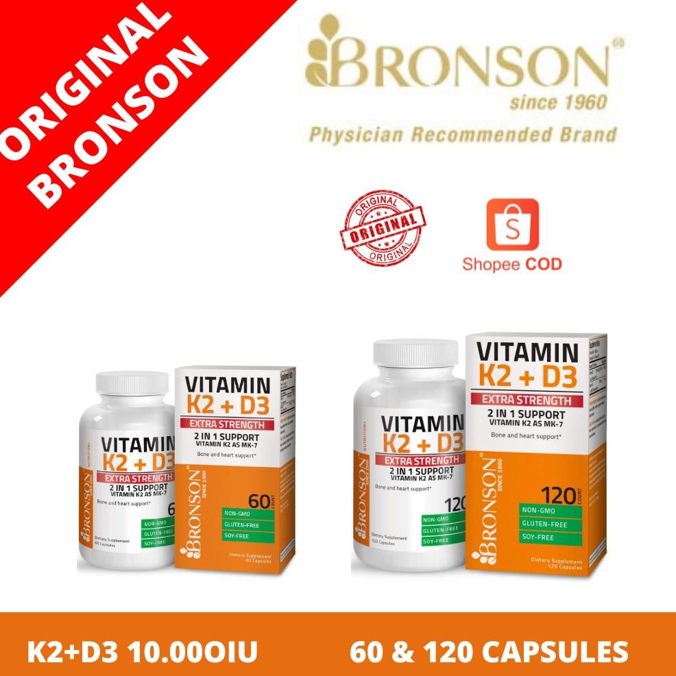 Bronson Vitamin K2 D3 10000 IU Vit K2 D3 Isi 60  120 Capsules