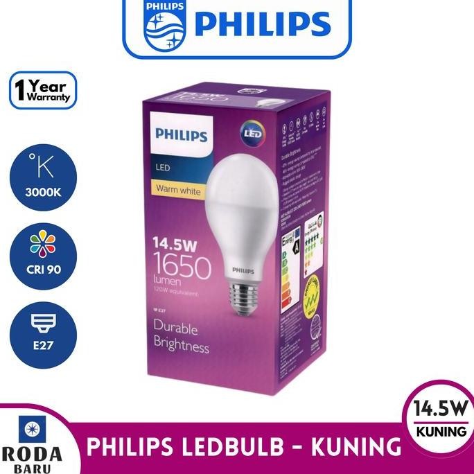 Lampu LED Bulb Philips 14.5W Kuning Warm White E27 Hemat Listrik
