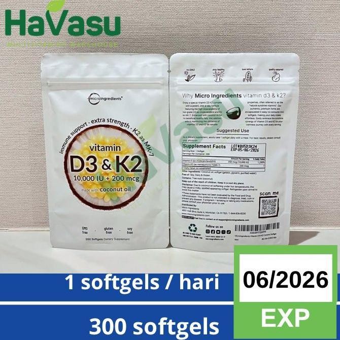 Micro Ingredients MicroIngredients Vitamin D3 10,000IU 10000IU K2 200mcg OR D3 50000IU K2 200mcg