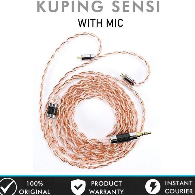 XINHS IEM Upgrade Cable with Microphone - Single Crystal Copper Kabel Audio Mic