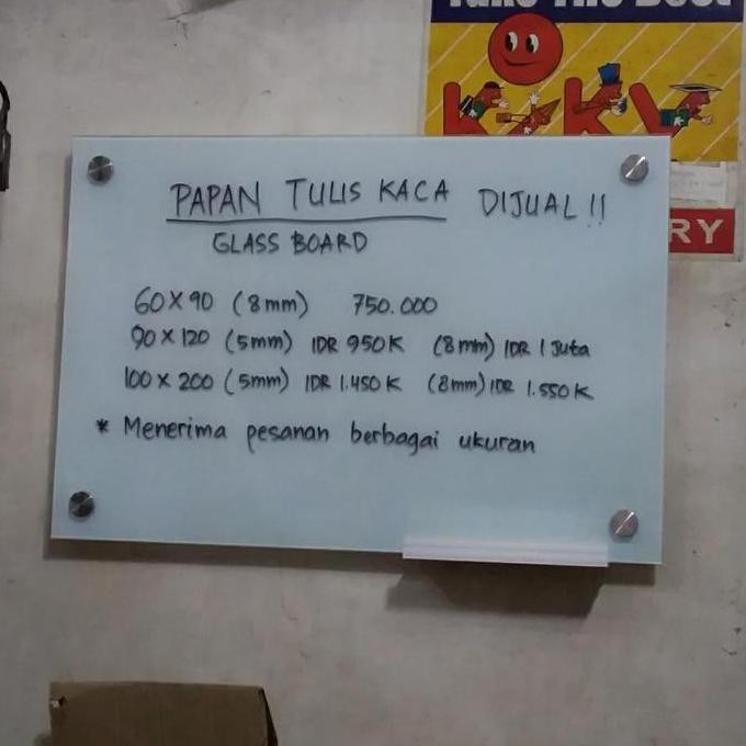 

Papan Tulis Kaca/Glass Board 60X90 Cm 5Mm New Stok