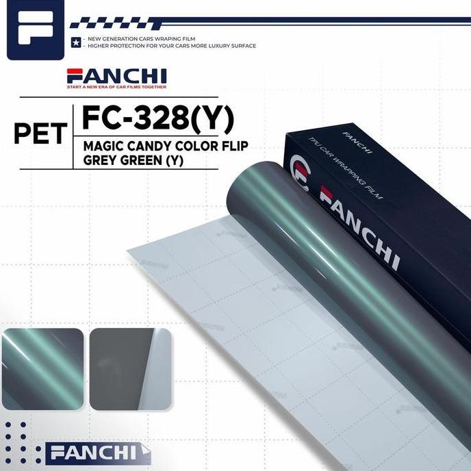 

50CM Sticker FANCHI Y-328 Magic Candy Color Flip Grey Green PET per 50CM
