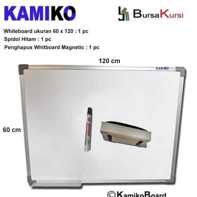 

Whiteboard Kamiko 60 X 120 - Spidol Hitam - Penghapusan Magnet New Stok