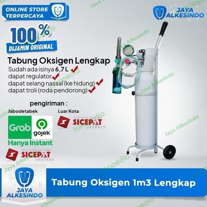 Tabung Oksigen 1M3 Portable Dengan Regulator Sepaket