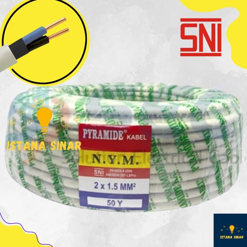 Kabel NYM 2 x 1.5 Pyramide Shoji kabel Listrik / Kabel tembaga / Kabel kawat 1 Roll SNI DiM