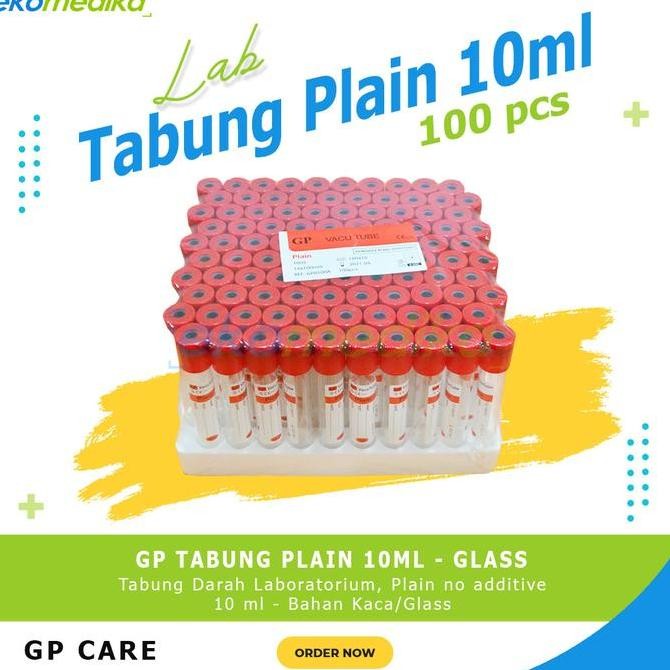 Gp Tabung Plain 10Ml Glass Pet 100Ea / Gp Vacutainer Vacuum Tube Plain