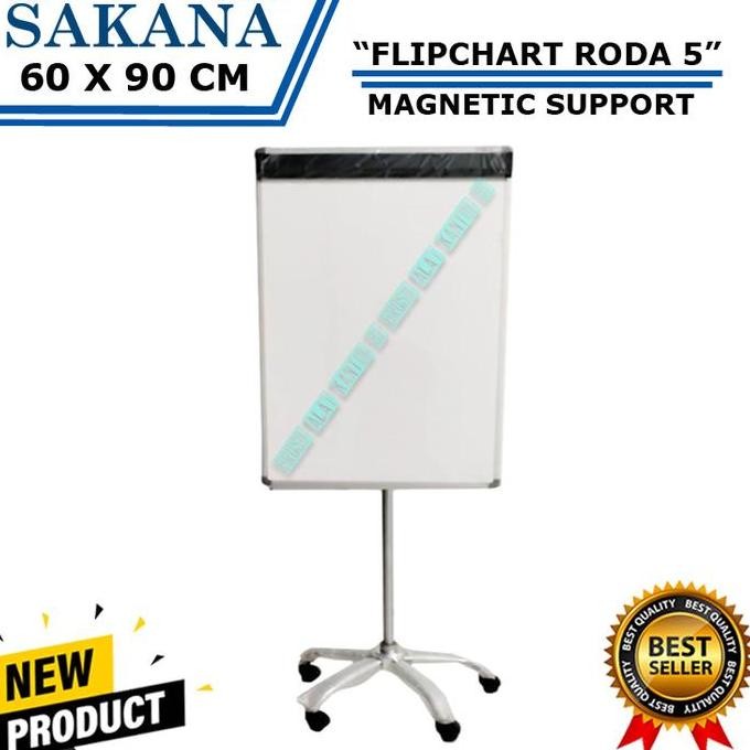 

Flipchart Sakana 60 X 90 Cm Kaki Roda 5 / Papan Tulis Flip Chart New Stok