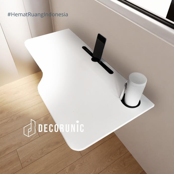 [Decorunic] Meja Lipat Dinding Holder, Meja Lipat Tempel Dinding Hemat Ruang, Meja Belajar Lipat Tem