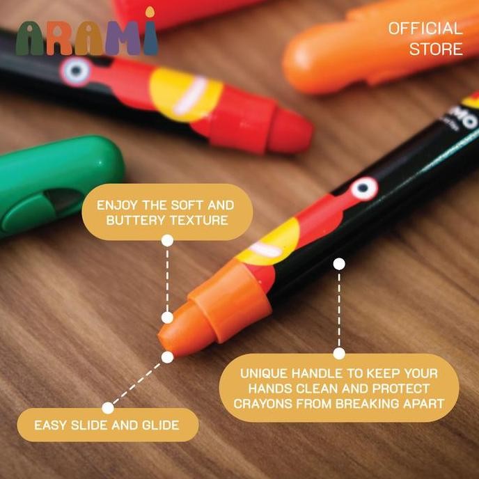 

OMMO ARAMI Crayon Washable Silky Crayons Sutra Halus Krayon Anak