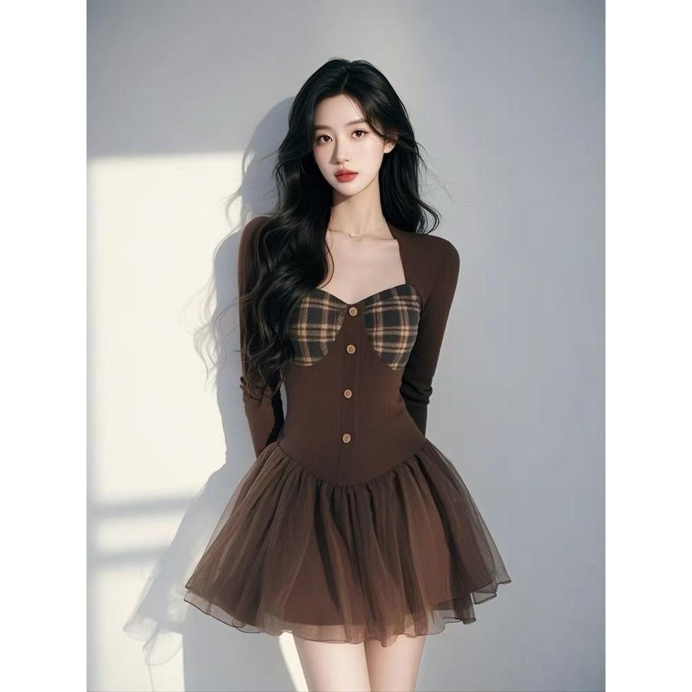 Fashion Gaun Tinggi Baru untuk Wanita Gaya Korea Gaun Pendek Indah