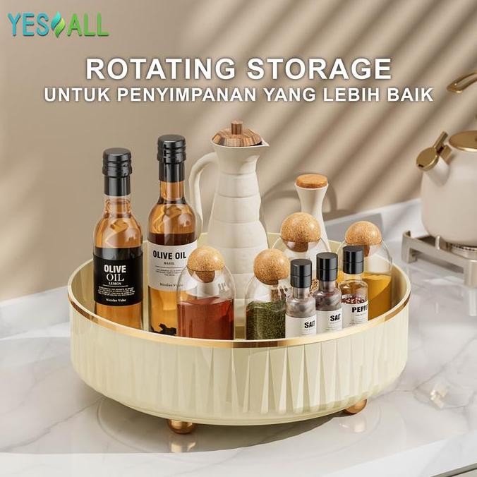 YESALL RAK PUTAR IVORY - KOTAK PENYIMPANAN RACK KOSMETIK WADAH BUAH BUMBU DAPUR STORAGE ESTETIK