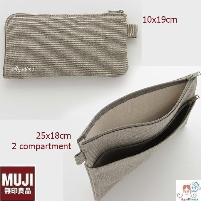 

Muji Canvas Flat Type Case - Tempat Pensil / Kantong Serbaguna New Stok
