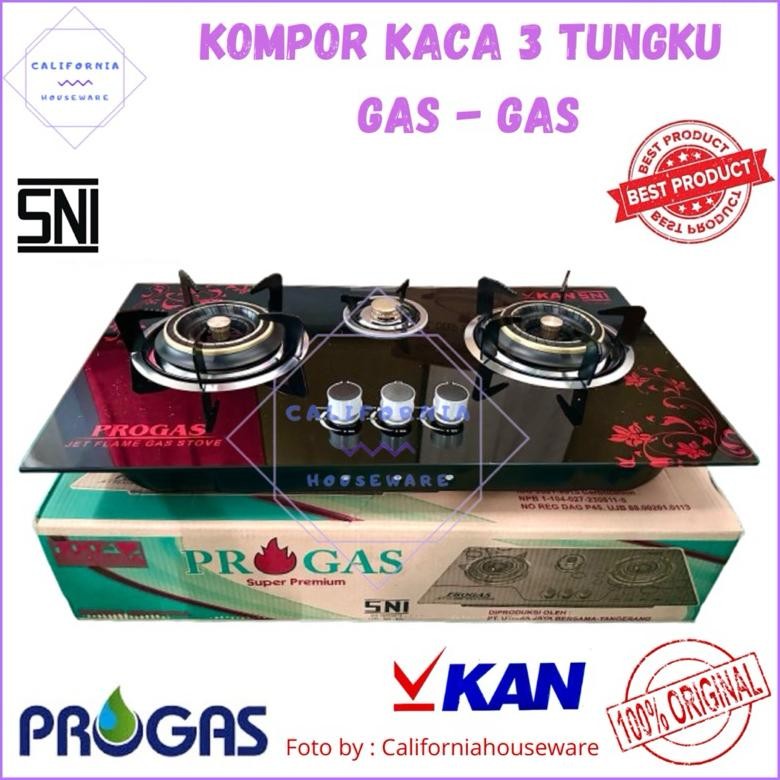 Terlaris Kompor Kaca Progas 3 Tungku Mix Bara - Gas Gas / Kompor Tanam Progas 3 Tungku Mix Bara - Ga