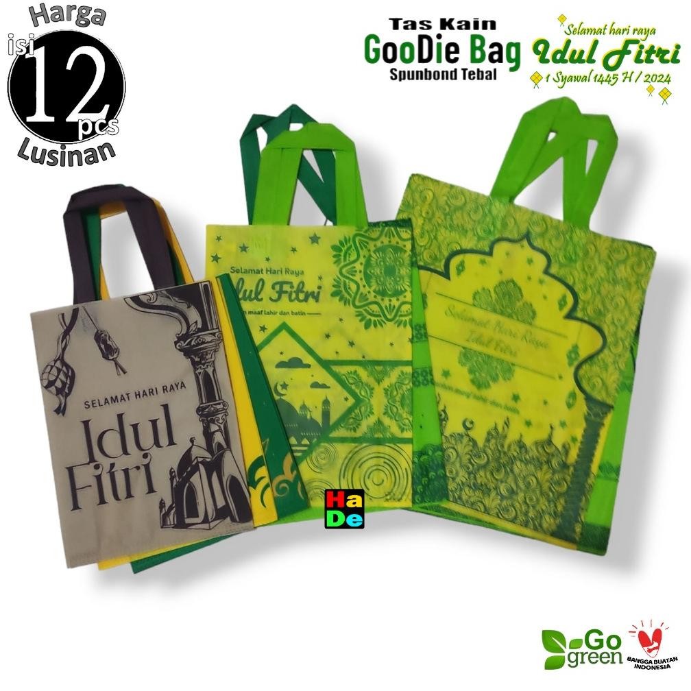 

Be09 jg-8 1 Lusinan Isi 12 Pcs Tas Kain Spunbond Goodie Bag Tulisan Custom Sablon Lebaran Idul Fitri 2025 Termurah Kantong Belanja Sembako Goodybag Bingkisan Souvenir Snack, Hampers Paper Bag Hantaran Kue Kering Ukuran Kecil Besar Jumbo 25x35 30x40 38x45