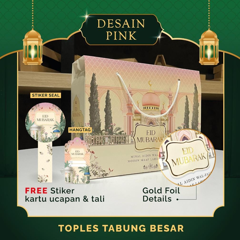 

Mega Sale AS25 Gable Box Kotak Hampers Lebaran Idul Fitri Toples Tabung Besar Premium Finishing Foil Gold Timbul Ukuran (27x9x21,6 Cm) Muat Toples Tabung (300ml, 400ml : 6 Toples) Atau (500ml, 600ml, 750ml, 800ml Dan 1000ml : 3 Toples) Murah Original