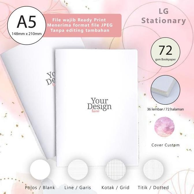 

Buku Tulis A5 Custom BP 72 gsm / soft cover warna / Buku Custom A5