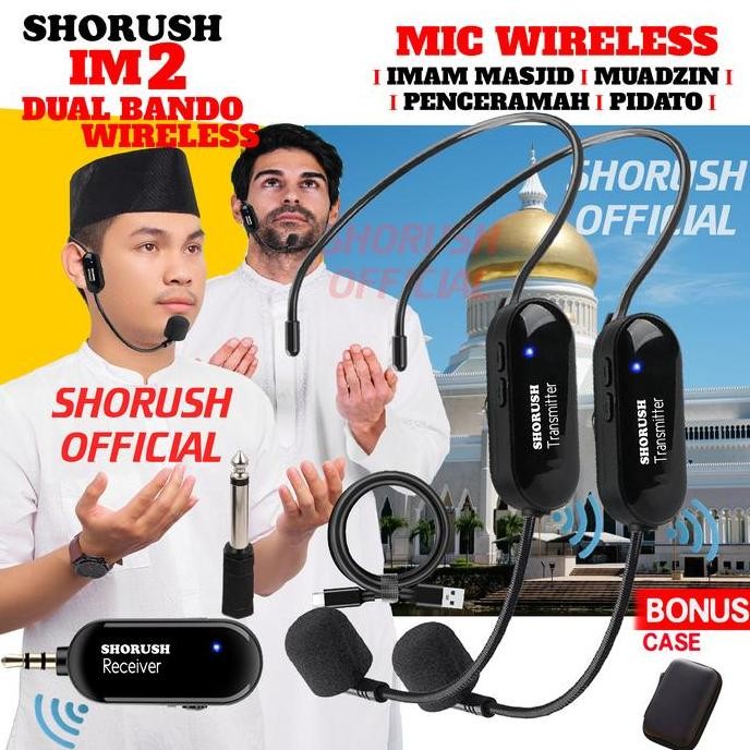 BARU SHORUSH IM-2 MIC CLIP ON WIRELESS DUAL BANDO - UNTUK IMAM MASJID CERAMAH