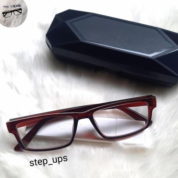 

Kacamata Baca Plus Kotak Lensa Kaca Frame Brown Sugar Pria Wanita