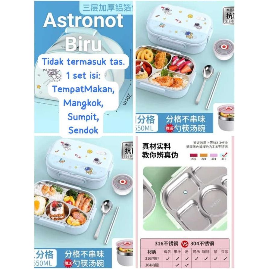 Lunch Box Stainless Sus316 - Tempat Makan Stainless 4 Sekat