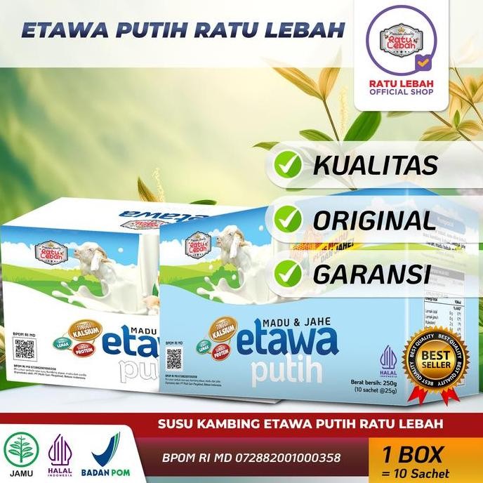

TERMURAH SACHET RATU LEBAH ETAWA RASA MADU & VANILA/JAHE - ISI 10, BOX HERBAL SUSU