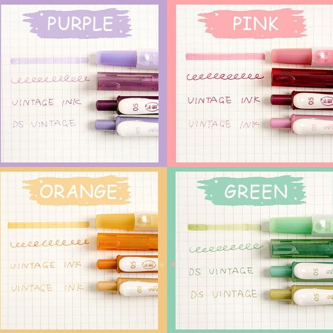 

Winzige 4pcs pulpen gel highlighter pen set journal pens set pulpen lucu warna warni vintage click gel pens