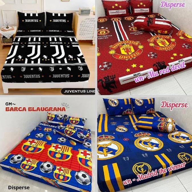 Sprei Motif CLUB BOLA Berkwalitas Set Sarban Sargul size 120 160 180 King