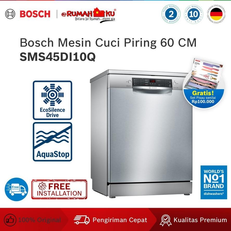 Dishwasher Bosch SMS45DI10Q Seri 4 Silver Inox Freestanding Dishwasher