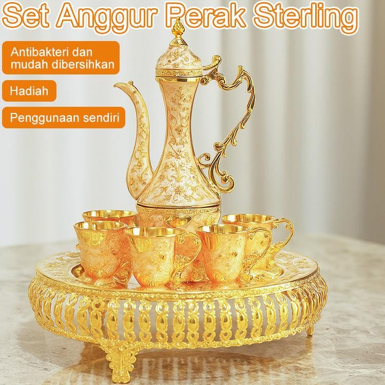 Set Gelas Anggur Teko Arab Aladin Set 7 Logam Eropa Ornament Perjamuan Pernikahan Hotel Rumah Cod
