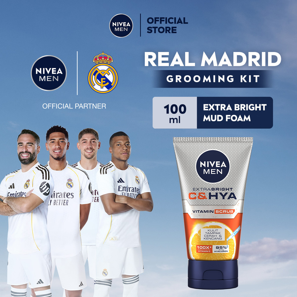 NIVEA MEN Vitamin Scrub Extra Bright C&HYA 100ml - Sabun cuci muka pria scrub mencerahkan mengangkat
