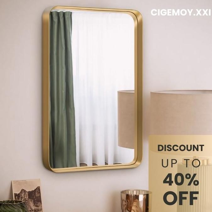 Cermin Dinding Gantung Aesthetic Frame Persegi Gold PACKING
