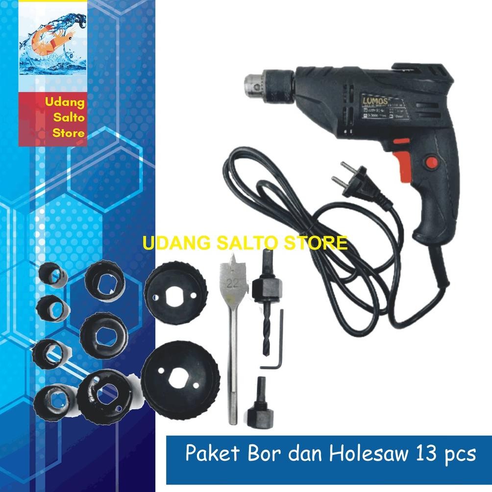 Terlaris Paket Hidroponik Mesin Bor 10Mm  Dan Hole Saw Set Kit 13 Pcs