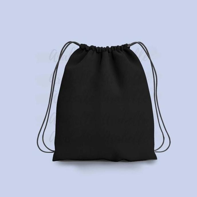 Tas Serut Kanvas Berwarna Hitam Polos/Tas Serut Hitam/String Bag Hitam