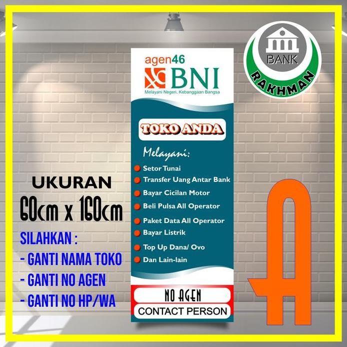 ready SPANDUK BANNER | AGEN BNI 46 UKURAN 60CM X 160CM