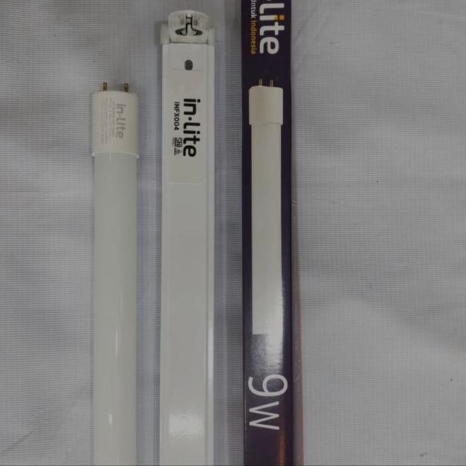 1 Set Lampu T8 In Lite 9 Watt/Inlite Kap+Lampu T8 Led 9 Watt 60 Cm