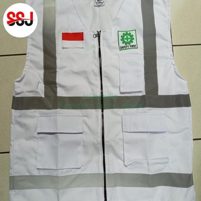 rompi safety putih/rompi drill putih