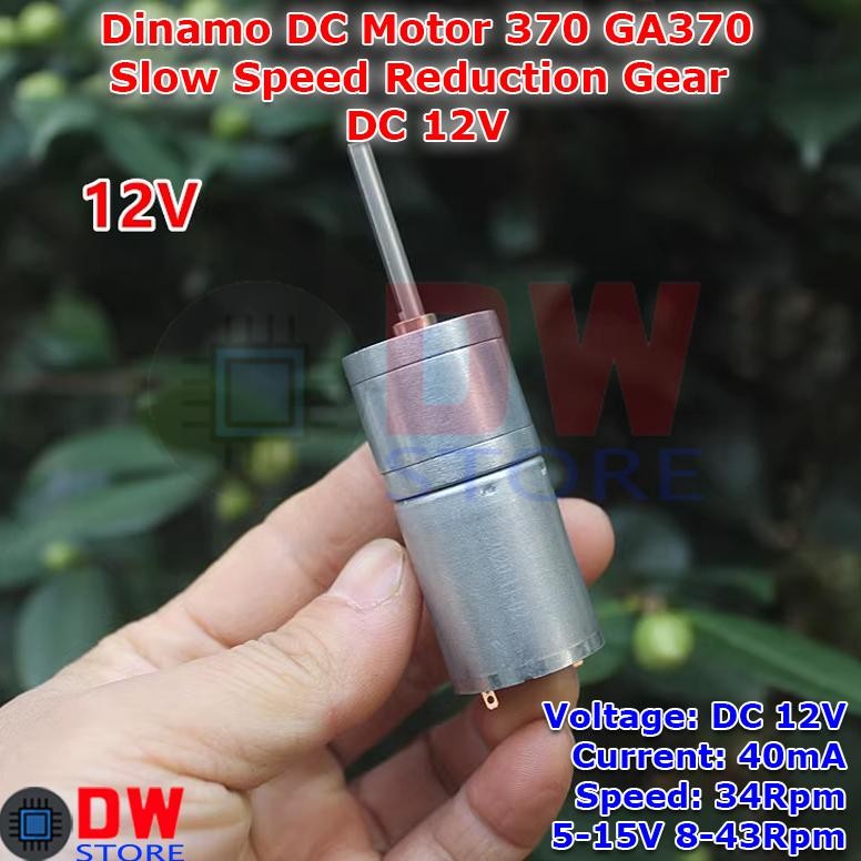 Dinamo DC Motor 25GA-370 RS-370 High Torqe Speed Reduction Gearbox Gear DC 12V DiM